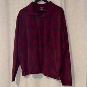 George Men's Black Crimson Argyle Long Sleeve Shirt